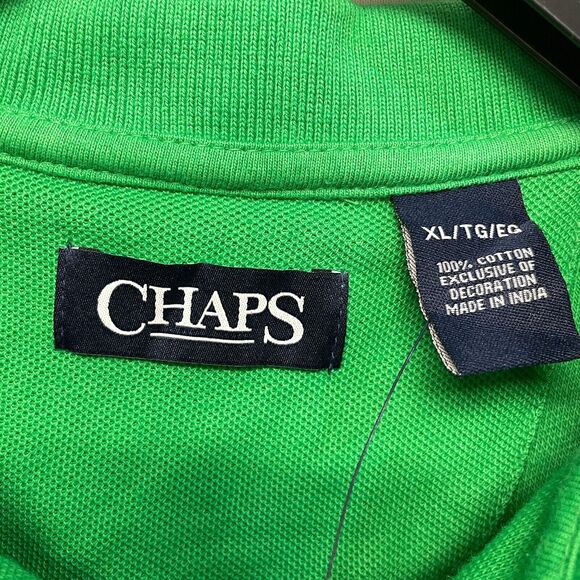 NWT Chaps Men Short Sleeve Polo Shirt Top Size XL X-Large Green B367 -25 - Picture 7 of 15